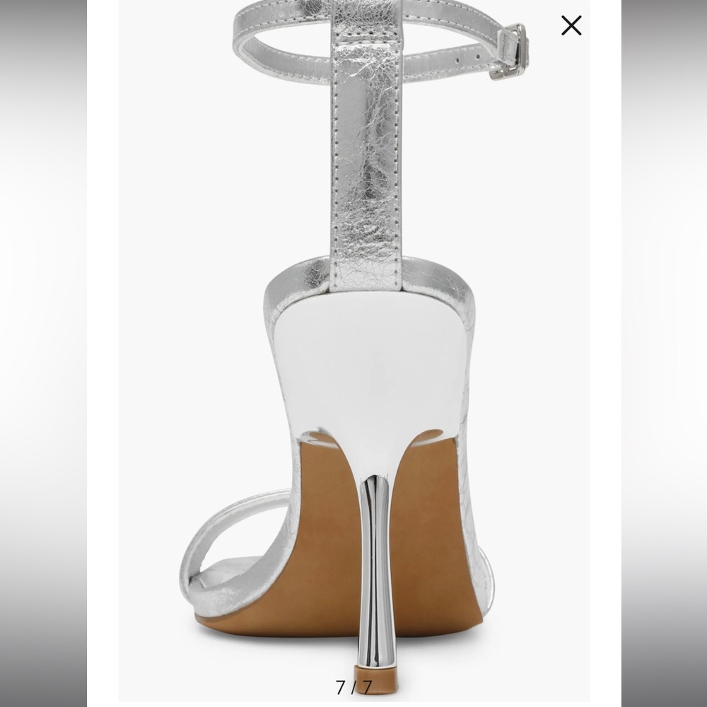 Steve Madden Luxedo Silver Leather Open Toe Pumps Women Size 8.5 $110 - Picture 9 of 11